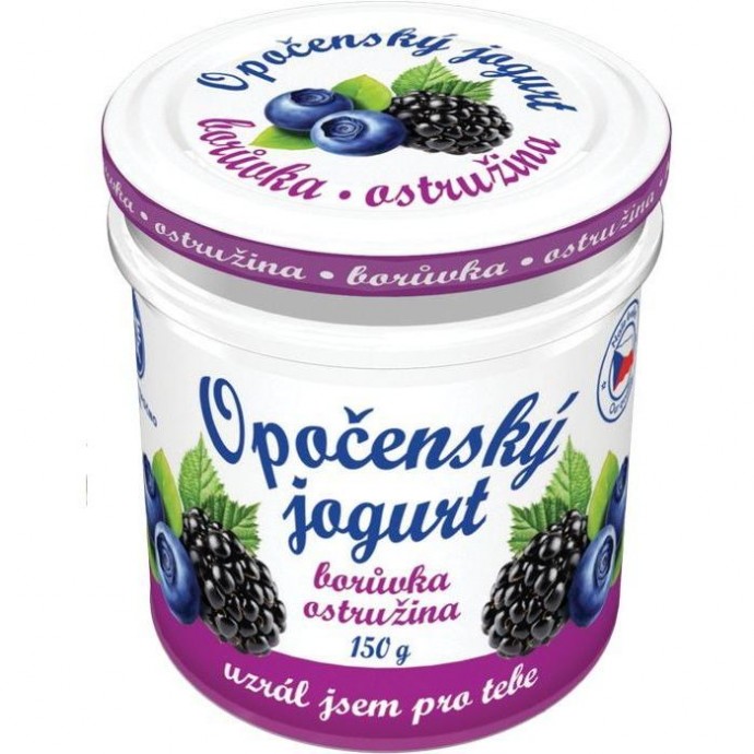 Opočenský jogurt borůvka-ostružina 150g sklo
