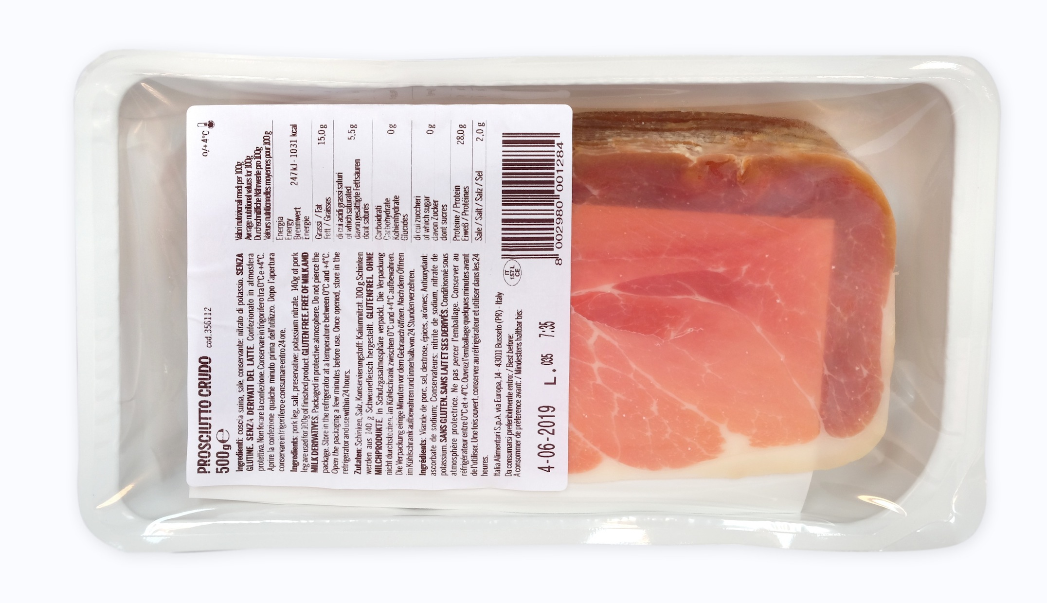 Šunka Prosciutto krájené prokládané 9/10 měsíců